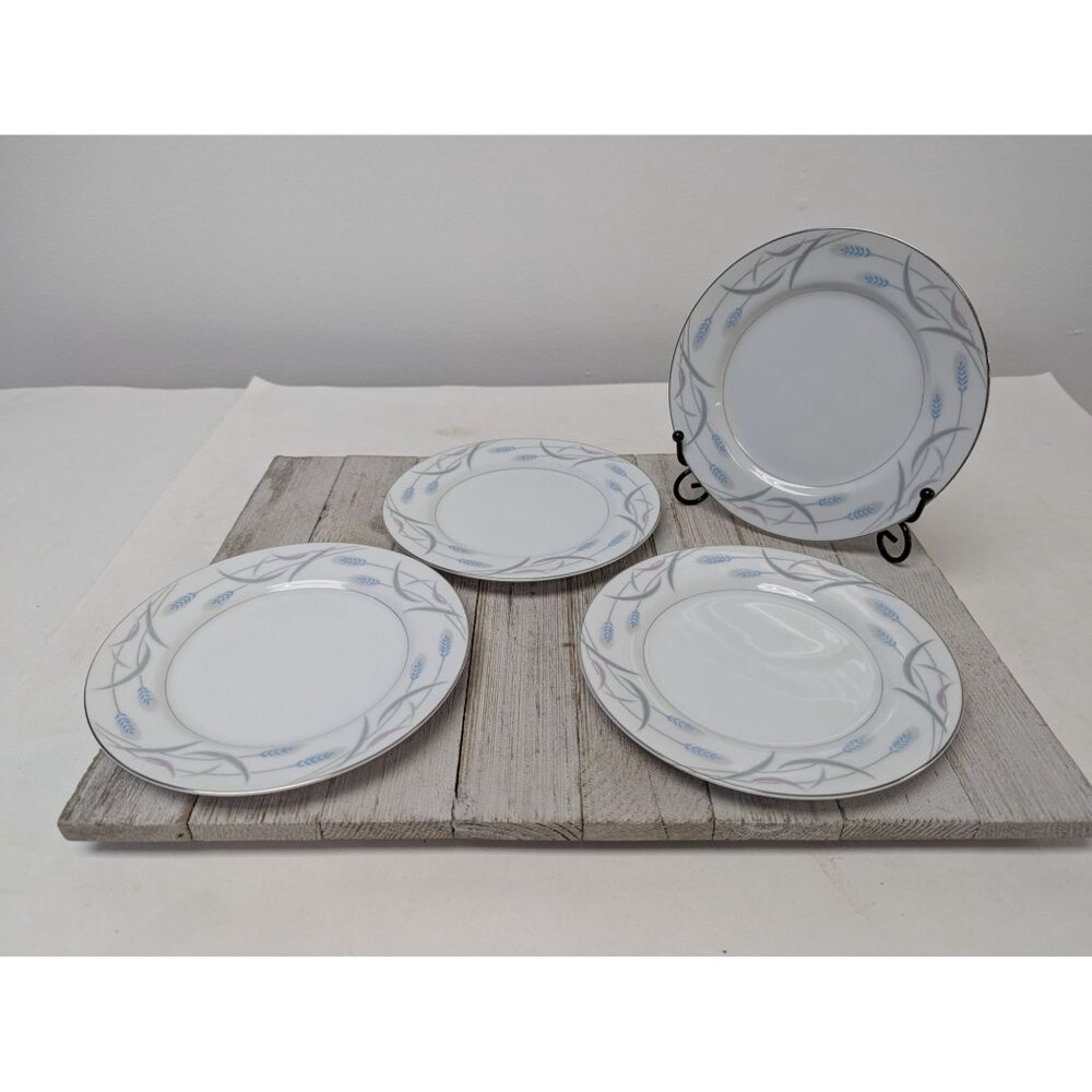 Vintage Valmont Royal Wheat Platinum Trim Set of 4 Bread Plates 6 1/2"